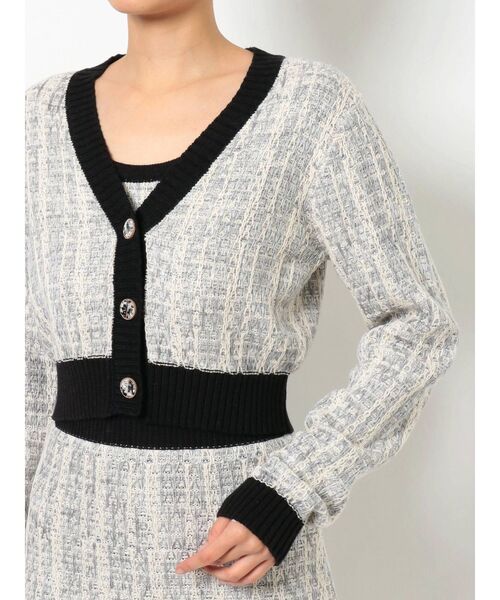 RESEXXY（リゼクシー）の「ツイードニットカーデ【セットアップ着用可能】（カーディガン/ボレロ・レディース・ブラック/グリーン/ラベンダー・FREE）」の8枚目の写真