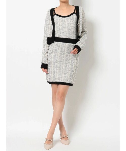 RESEXXY（リゼクシー）の「ツイードニットカーデ【セットアップ着用可能】（カーディガン/ボレロ・レディース・ブラック/グリーン/ラベンダー・FREE）」の10枚目の写真