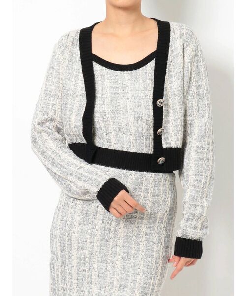 RESEXXY（リゼクシー）の「ツイードニットカーデ【セットアップ着用可能】（カーディガン/ボレロ・レディース・ブラック/グリーン/ラベンダー・FREE）」の14枚目の写真