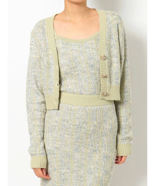 RESEXXY（リゼクシー）の「ツイードニットカーデ【セットアップ着用可能】（カーディガン/ボレロ・レディース・ブラック/グリーン/ラベンダー・FREE）」の15枚目の写真