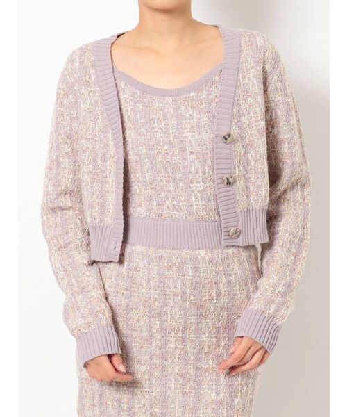 RESEXXY（リゼクシー）の「ツイードニットカーデ【セットアップ着用可能】（カーディガン/ボレロ・レディース・ブラック/グリーン/ラベンダー・FREE）」の16枚目の写真