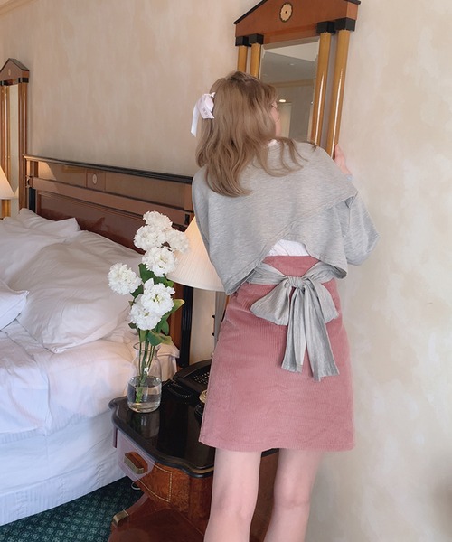 lissi Boutique（リージーブティック）の「【lissi Boutique】ハイウエストコーデユロイ台形スカート（スカート・レディース・ピンク・FREE）」の2枚目の写真