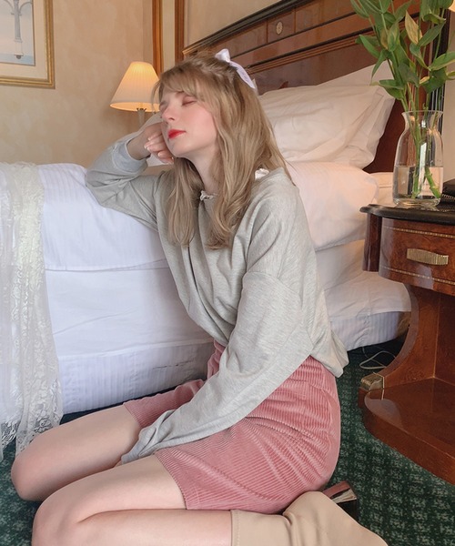 lissi Boutique（リージーブティック）の「【lissi Boutique】ハイウエストコーデユロイ台形スカート（スカート・レディース・ピンク・FREE）」の9枚目の写真