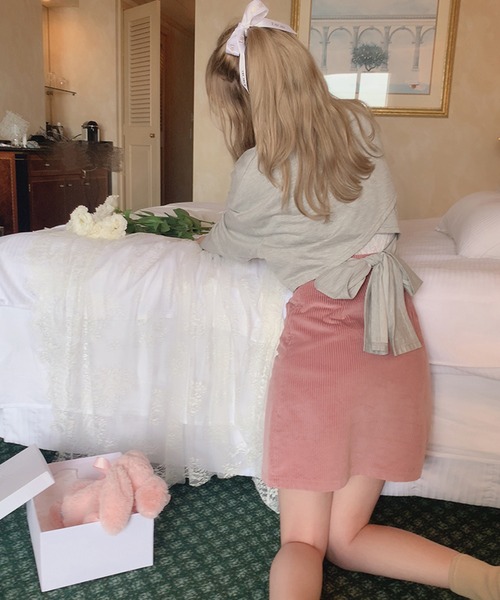 lissi Boutique（リージーブティック）の「【lissi Boutique】ハイウエストコーデユロイ台形スカート（スカート・レディース・ピンク・FREE）」の4枚目の写真