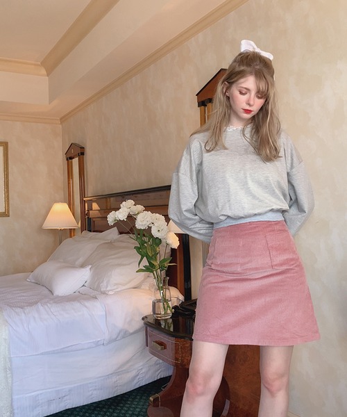 lissi Boutique（リージーブティック）の「【lissi Boutique】ハイウエストコーデユロイ台形スカート（スカート・レディース・ピンク・FREE）」の11枚目の写真