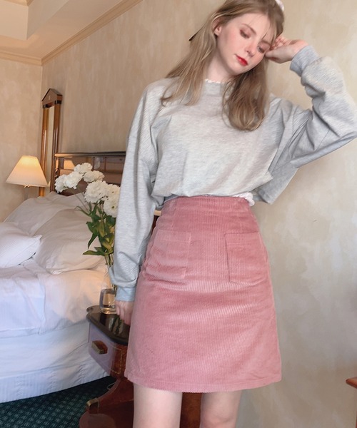 lissi Boutique（リージーブティック）の「【lissi Boutique】ハイウエストコーデユロイ台形スカート（スカート・レディース・ピンク・FREE）」の8枚目の写真