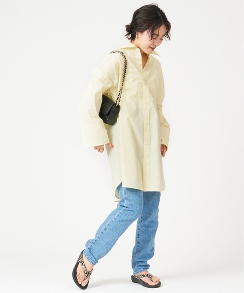 U by SPICK&SPAN（ユーバイスピックアンドスパン）の「ワイドスリーブ オーバーシャツ◆（シャツ/ブラウス・レディース・イエロー/レッド・FREE）」の8枚目の写真