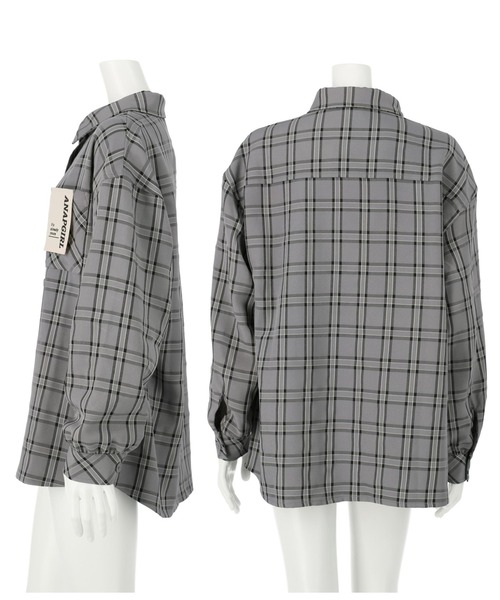 ANAP GｉRL（アナップガール）の「チェックオーバーシャツ（シャツ/ブラウス・キッズ・グリーン/スミクロ/アイボリー・S/M）」の12枚目の写真
