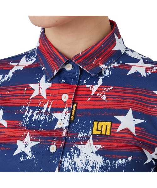 Loudmouth(ラウドマウス)の「LOUDMOUTH/ラウドマウス ゴルフウェア 総柄 吸汗速乾 UVカット 接触冷感 ボタンダウン 半袖 ポロシャツ(ポロシャツ・レディース・ブルー系その他/その他/ライトグリーン系/マルチ/ネイビー系/ホワイト系その他・M/L/S/LL)」の10枚目の写真