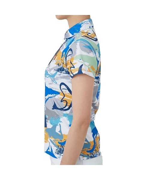 Loudmouth(ラウドマウス)の「LOUDMOUTH/ラウドマウス ゴルフウェア 総柄 吸汗速乾 UVカット 接触冷感 ボタンダウン 半袖 ポロシャツ(ポロシャツ・レディース・ブルー系その他/その他/ライトグリーン系/マルチ/ネイビー系/ホワイト系その他・M/L/S/LL)」の13枚目の写真