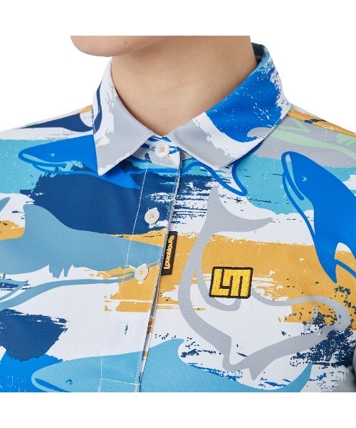 Loudmouth(ラウドマウス)の「LOUDMOUTH/ラウドマウス ゴルフウェア 総柄 吸汗速乾 UVカット 接触冷感 ボタンダウン 半袖 ポロシャツ(ポロシャツ・レディース・ブルー系その他/その他/ライトグリーン系/マルチ/ネイビー系/ホワイト系その他・M/L/S/LL)」の15枚目の写真