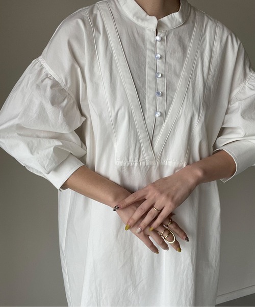 y/m by misato（イムバイミサト）の「ブロード2WAYレイヤードワンピース（ワンピース・レディース・オフホワイト/ブラック・FREE）」の4枚目の写真