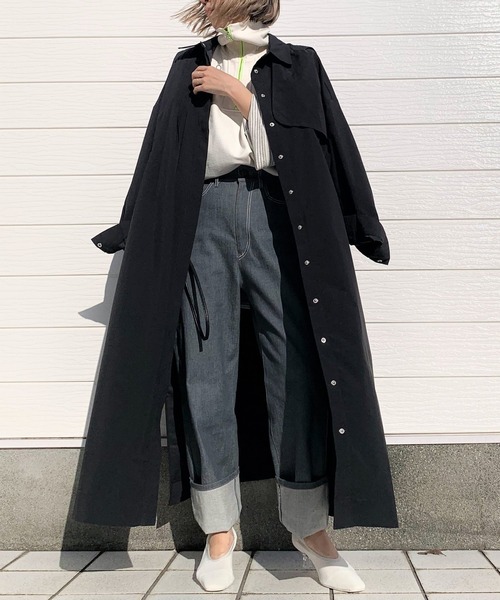 Q（キュー）の「アシメタックワンピース（シャツワンピース・レディース・ブラック/グリーン系その他・MEDIUM）」の4枚目の写真