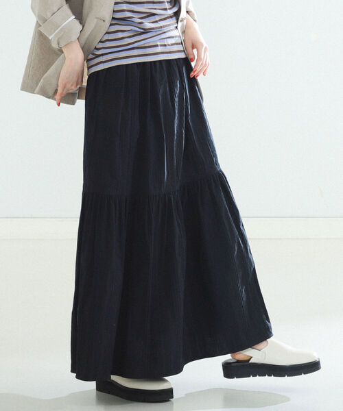 Demi-Luxe BEAMS（デミルクス ビームス）の「Demi-Luxe BEAMS / ストライプ ティアードスカート（スカート・レディース・ホワイト/ブラック・36/38）」の6枚目の写真