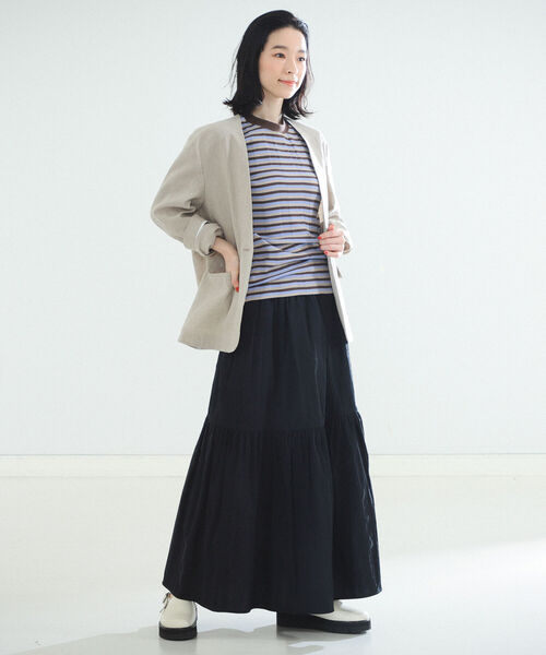 Demi-Luxe BEAMS（デミルクス ビームス）の「Demi-Luxe BEAMS / ストライプ ティアードスカート（スカート・レディース・ホワイト/ブラック・36/38）」の7枚目の写真