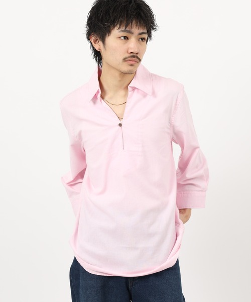 FUNALIVE(ファンアライブ)の「Relation リネン混カプリ7分袖シャツ(シャツ/ブラウス・メンズ・ホワイト/ブラック/ベージュ/ネイビー/カーキ/サックスブルー/ピンク/カーキ系/ベージュ系/サックスブルー系/ピンク系/ネイビー系/グレー系/ホワイト系/ブラック系/グレー・LL/M/S/L/XXL/XL)」の15枚目の写真