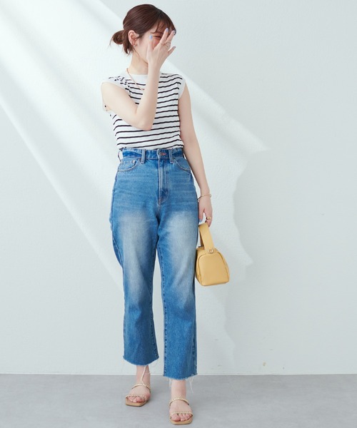 natural couture(ナチュラルクチュール)の「全6色/プチプラワイドリブノースリーブ(ニット/セーター・レディース・ブラック/オフホワイト/ピンク/グリーン/ラベンダー/その他1・FREE)」の10枚目の写真