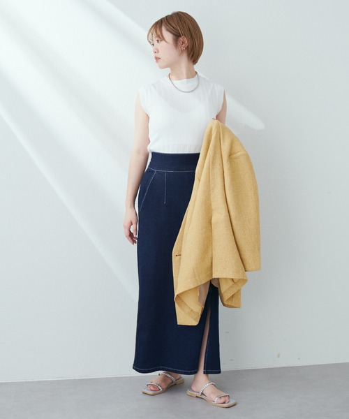 natural couture(ナチュラルクチュール)の「全6色/プチプラワイドリブノースリーブ(ニット/セーター・レディース・ブラック/オフホワイト/ピンク/グリーン/ラベンダー/その他1・FREE)」の20枚目の写真