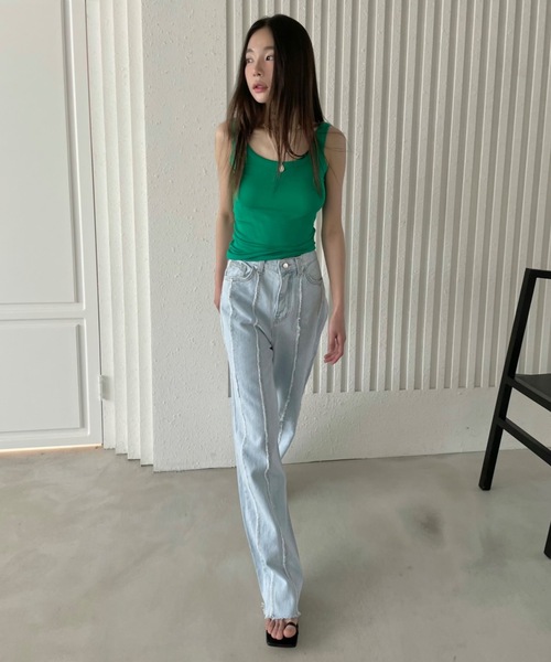 Didot.showroom（ディドット ショールーム）の「フリンジラインアイスブルーデニムパンツ（デニムパンツ・レディース・ライトブルー・S/M）」の7枚目の写真