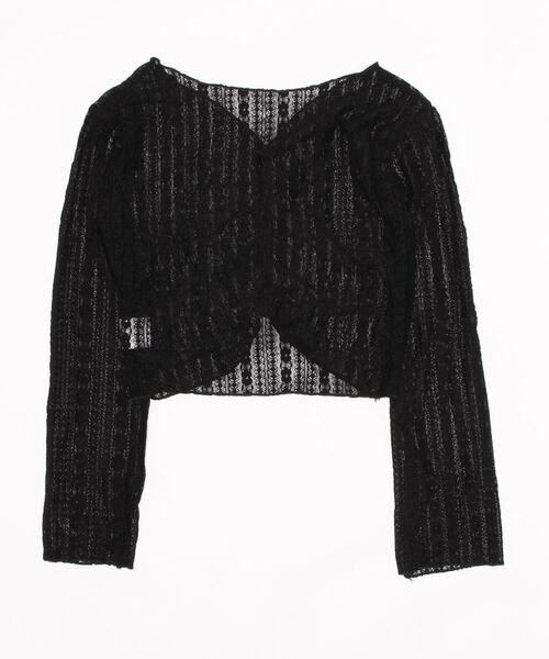VIBGYOR Women(ヴィブジョー ウィメン)の「【KOREA SELECT】フロント ギャザー フラワー レース トップス(シャツ/ブラウス・レディース・ホワイト/ブラック・FREE)」の3枚目の写真