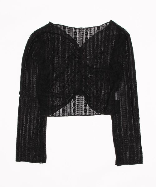 VIBGYOR Women(ヴィブジョー ウィメン)の「【KOREA SELECT】フロント ギャザー フラワー レース トップス(シャツ/ブラウス・レディース・ホワイト/ブラック・FREE)」の6枚目の写真