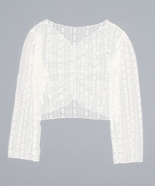 VIBGYOR Women(ヴィブジョー ウィメン)の「【KOREA SELECT】フロント ギャザー フラワー レース トップス(シャツ/ブラウス・レディース・ホワイト/ブラック・FREE)」の9枚目の写真