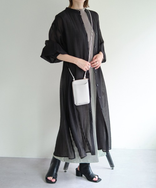 COLONY 2139（コロニートゥーワンスリーナイン）の「バンドカラーシアーシャツワンピース（シャツワンピース・レディース・アイボリー/オフホワイト/ブラック/ミント・FREE）」の3枚目の写真