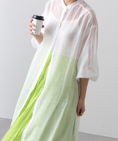 COLONY 2139（コロニートゥーワンスリーナイン）の「バンドカラーシアーシャツワンピース（シャツワンピース・レディース・アイボリー/オフホワイト/ブラック/ミント・FREE）」の8枚目の写真