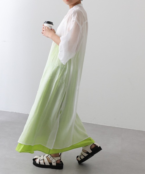 COLONY 2139（コロニートゥーワンスリーナイン）の「バンドカラーシアーシャツワンピース（シャツワンピース・レディース・アイボリー/オフホワイト/ブラック/ミント・FREE）」の7枚目の写真