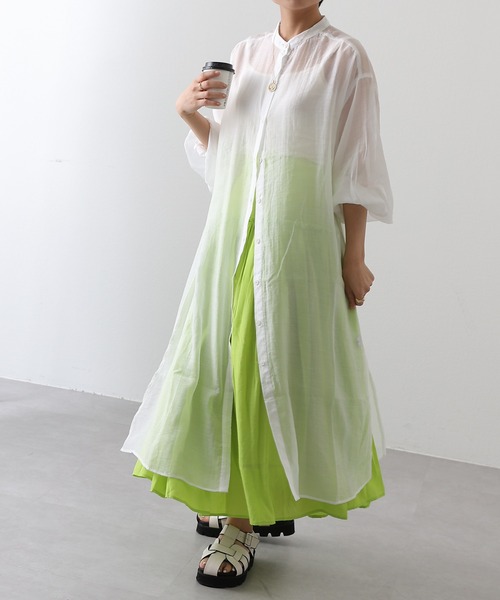 COLONY 2139（コロニートゥーワンスリーナイン）の「バンドカラーシアーシャツワンピース（シャツワンピース・レディース・アイボリー/オフホワイト/ブラック/ミント・FREE）」の5枚目の写真