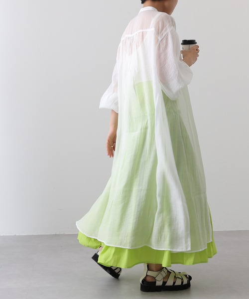 COLONY 2139（コロニートゥーワンスリーナイン）の「バンドカラーシアーシャツワンピース（シャツワンピース・レディース・アイボリー/オフホワイト/ブラック/ミント・FREE）」の6枚目の写真