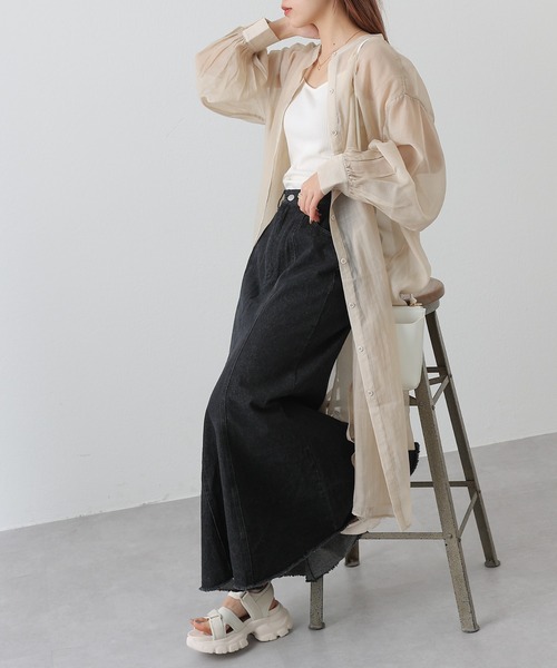 COLONY 2139（コロニートゥーワンスリーナイン）の「バンドカラーシアーシャツワンピース（シャツワンピース・レディース・アイボリー/オフホワイト/ブラック/ミント・FREE）」の15枚目の写真