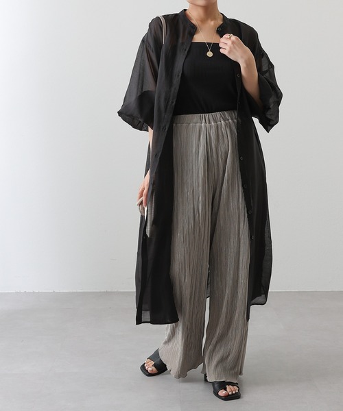 COLONY 2139（コロニートゥーワンスリーナイン）の「バンドカラーシアーシャツワンピース（シャツワンピース・レディース・アイボリー/オフホワイト/ブラック/ミント・FREE）」の18枚目の写真