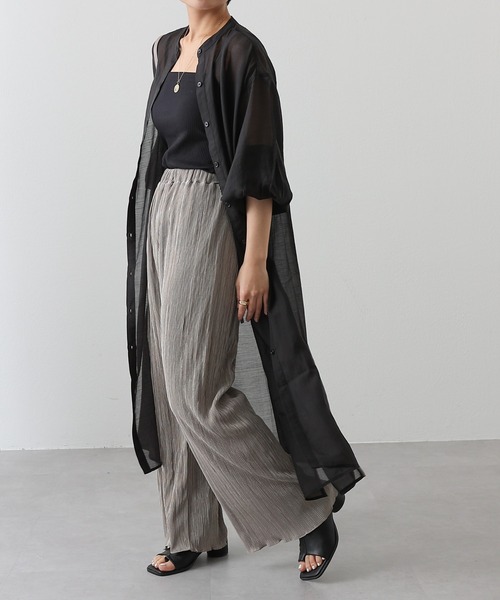 COLONY 2139（コロニートゥーワンスリーナイン）の「バンドカラーシアーシャツワンピース（シャツワンピース・レディース・アイボリー/オフホワイト/ブラック/ミント・FREE）」の19枚目の写真