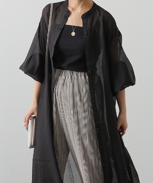 COLONY 2139（コロニートゥーワンスリーナイン）の「バンドカラーシアーシャツワンピース（シャツワンピース・レディース・アイボリー/オフホワイト/ブラック/ミント・FREE）」の22枚目の写真