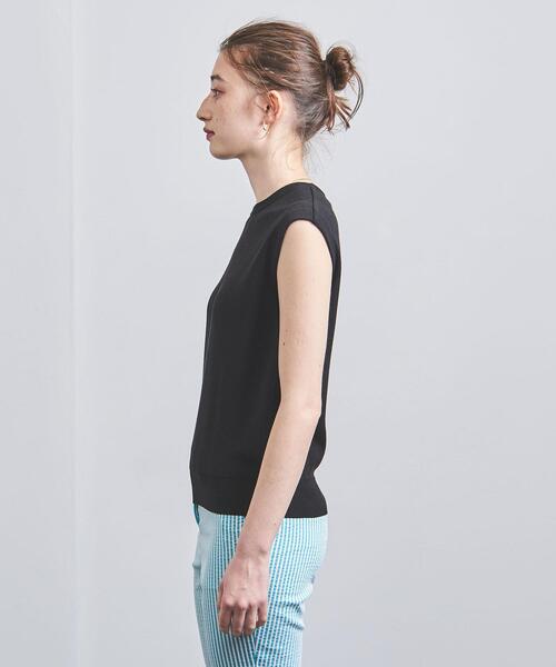 UNITED ARROWS（ユナイテッドアローズ）の「＜UNITED ARROWS＞C/N 18G フレンチスリーブ ニット B（ニット/セーター・レディース・オフホワイト/ブラック/ダークグレー・FREE）」の5枚目の写真