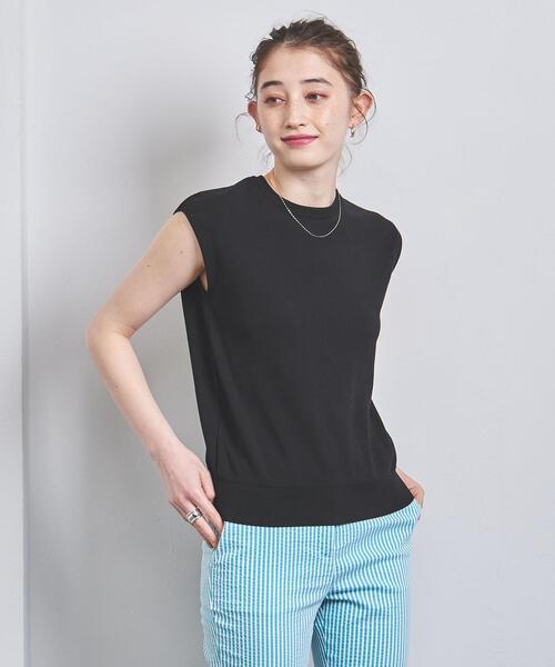 UNITED ARROWS（ユナイテッドアローズ）の「＜UNITED ARROWS＞C/N 18G フレンチスリーブ ニット B（ニット/セーター・レディース・オフホワイト/ブラック/ダークグレー・FREE）」の7枚目の写真