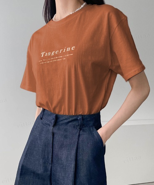 セール 22 S S 春夏 韓国 Tシャツ半袖レディース Tangerineロゴtシャツ Tシャツ カットソー Dalfwin ダールフィン のファッション通販 Zozotown