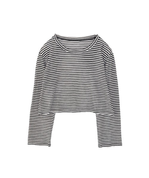 AMAIL(アマイル)の「see-through border cloth(Tシャツ/カットソー・レディース・ブラック・FREE)」の2枚目の写真