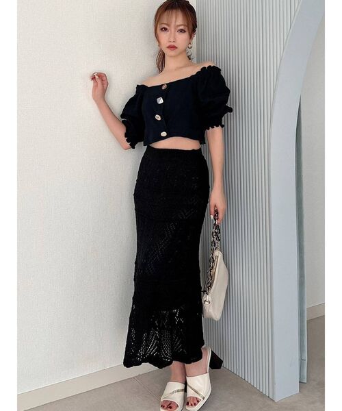 RESEXXY（リゼクシー）の「ジュエリーライクボタンブラウス（シャツ/ブラウス・レディース・ホワイト/ブラック/オレンジ・FREE）」の4枚目の写真