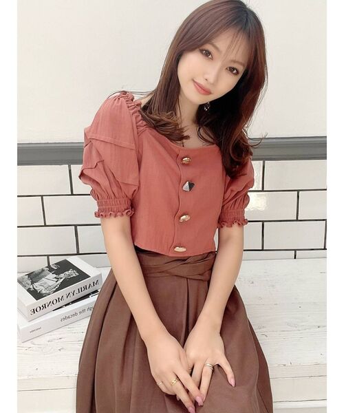 RESEXXY（リゼクシー）の「ジュエリーライクボタンブラウス（シャツ/ブラウス・レディース・ホワイト/ブラック/オレンジ・FREE）」の7枚目の写真