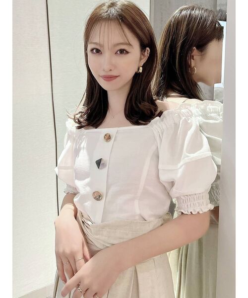 RESEXXY（リゼクシー）の「ジュエリーライクボタンブラウス（シャツ/ブラウス・レディース・ホワイト/ブラック/オレンジ・FREE）」の14枚目の写真