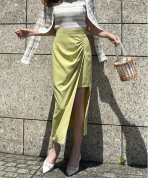 ROYAL PARTY（ロイヤルパーティー）の「インナーミニギャザースリットスカート（スカート・レディース・ブラック/ブラウン/イエロー・FREE）」の7枚目の写真