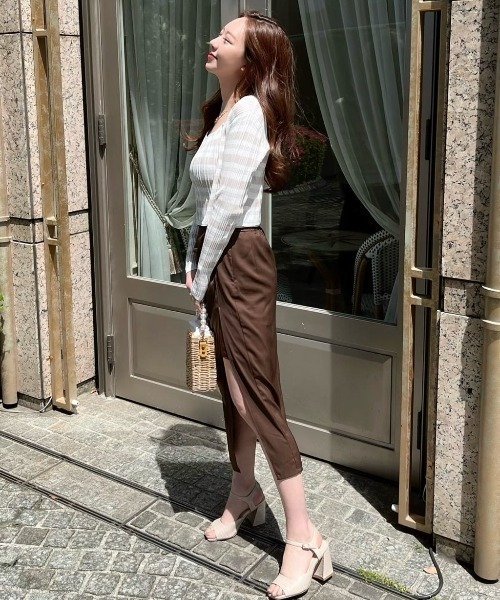 ROYAL PARTY（ロイヤルパーティー）の「インナーミニギャザースリットスカート（スカート・レディース・ブラック/ブラウン/イエロー・FREE）」の9枚目の写真