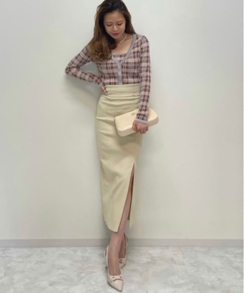 ROYAL PARTY（ロイヤルパーティー）の「インナーミニギャザースリットスカート（スカート・レディース・ブラック/ブラウン/イエロー・FREE）」の14枚目の写真