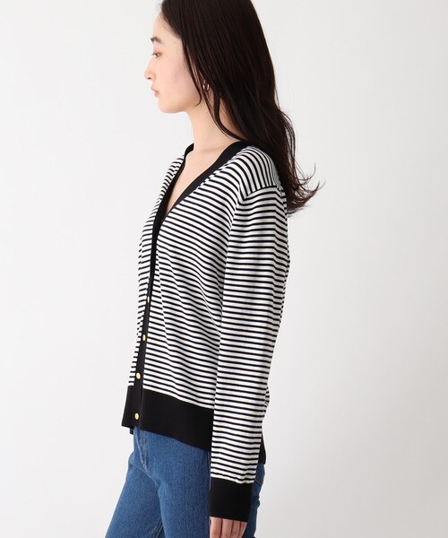 OPAQUE.CLIP（オペークドットクリップ）の「◆マリンVネックカーディガン【エクストラファインオーガニックコットン/WEB限定カラー・サイズ】（カーディガン/ボレロ・レディース・ネイビー/ホワイト系その他6/ブラック系7/ホワイト系その他3/グリーン・36/40/38）」の7枚目の写真