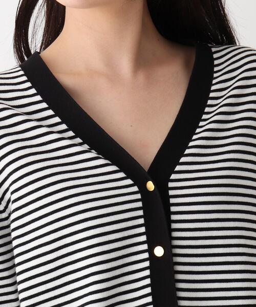 OPAQUE.CLIP（オペークドットクリップ）の「◆マリンVネックカーディガン【エクストラファインオーガニックコットン/WEB限定カラー・サイズ】（カーディガン/ボレロ・レディース・ネイビー/ホワイト系その他6/ブラック系7/ホワイト系その他3/グリーン・36/40/38）」の9枚目の写真