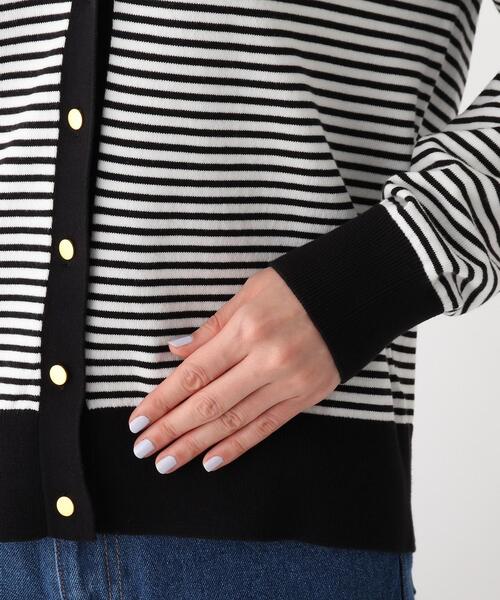 OPAQUE.CLIP（オペークドットクリップ）の「◆マリンVネックカーディガン【エクストラファインオーガニックコットン/WEB限定カラー・サイズ】（カーディガン/ボレロ・レディース・ネイビー/ホワイト系その他6/ブラック系7/ホワイト系その他3/グリーン・36/40/38）」の10枚目の写真