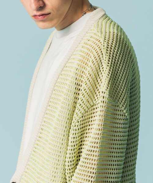 CITY TOKYO(シティトウキョウ)の「和紙メッシュカーディガン(カーディガン/ボレロ・メンズ・オフホワイト/ライム・1/2)」の19枚目の写真