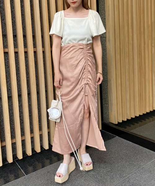 one after another NICE CLAUP(ワンアフターアナザーナイスクラップ)の「サテンドロストスカート(スカート・レディース・ピンク系その他/モカ/アイボリー/オレンジ・FREE)」の15枚目の写真